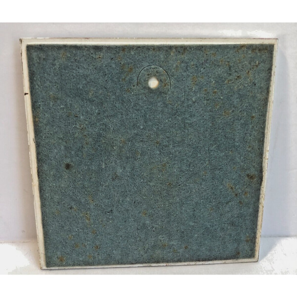 Vintage Berggren Tile Trivet First Day Of Christmas Partridge Pear MCM Gold Blue - Picture 5 of 5